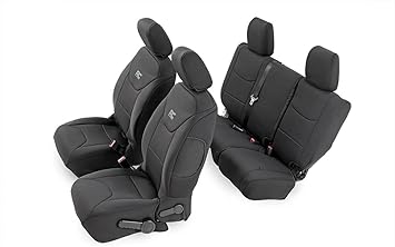 Rough Country Neoprene Seat Covers for Jeep Wrangler JK 4-Door (2013-2018) - Waterproof & UV Resistant, Foam Padded, Front & Rear Seat Cover Set